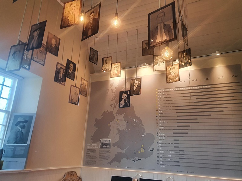 Internee pictures and map at the WW1 Centre for Internment at Knockaloe