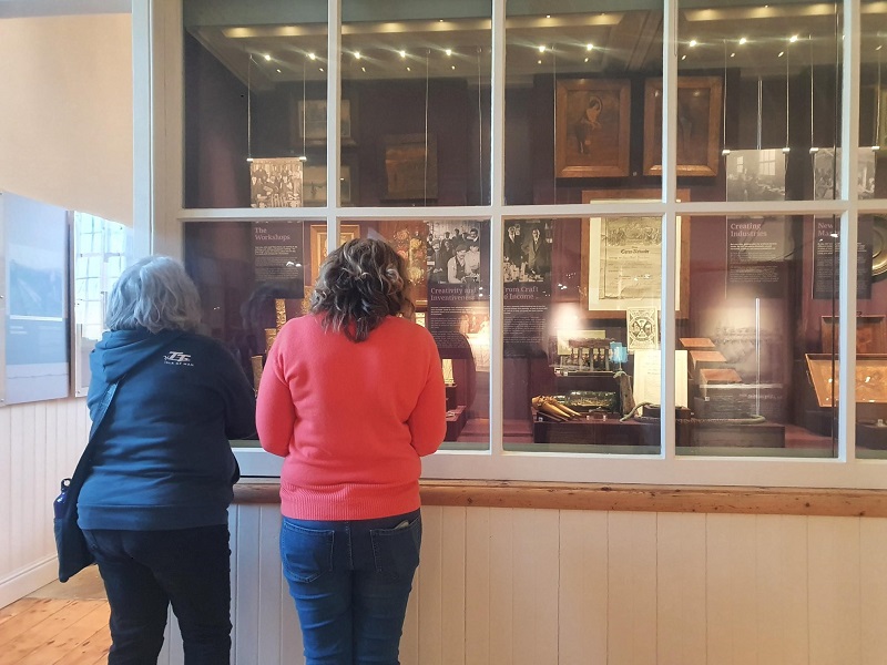 Artefacts made by internees in the camp are on display