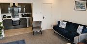 Open plan kitchen, living and dining area
