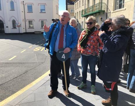 Wild Mann Tours guiding cruise ship visitors in Castletown.